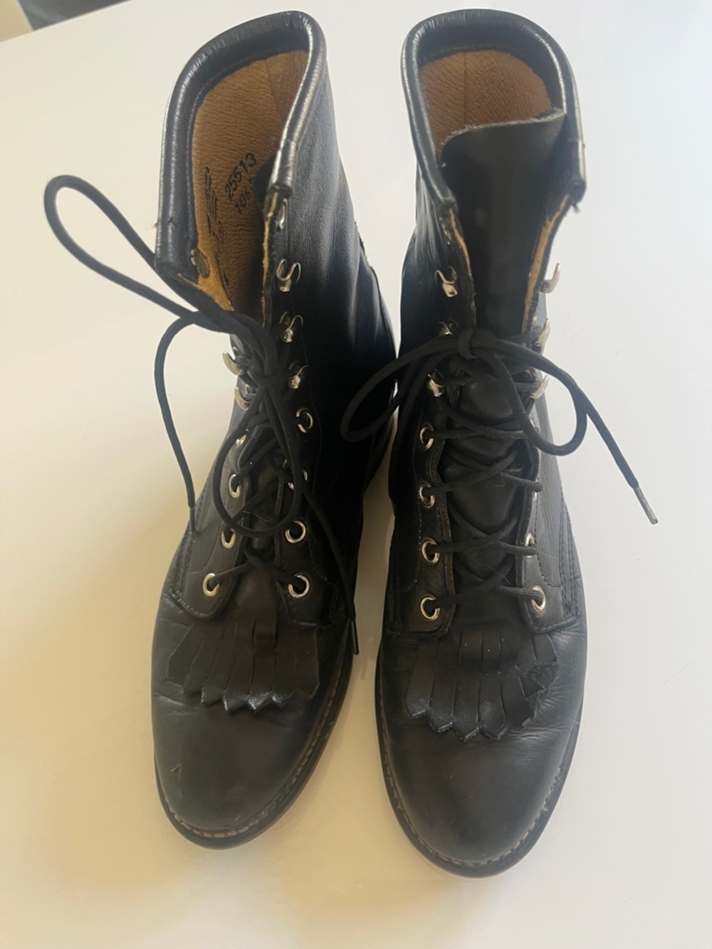 Laredo Women's Black Lace-Up Leather Roper Ankle Boots 7 medium width - Picture 3 of 9